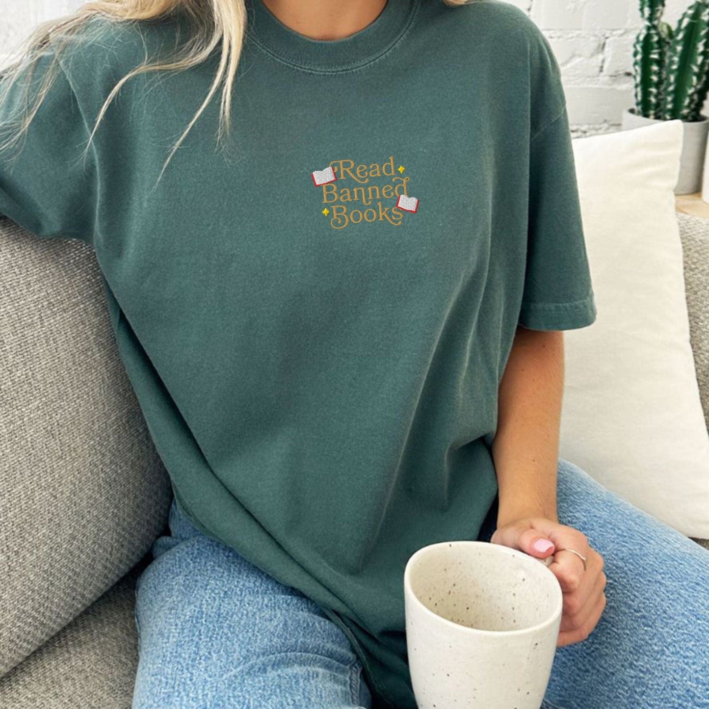 My Store Read Banned Books Embroidered T-Shirt Read Banned Books Embroidered T-Shirt