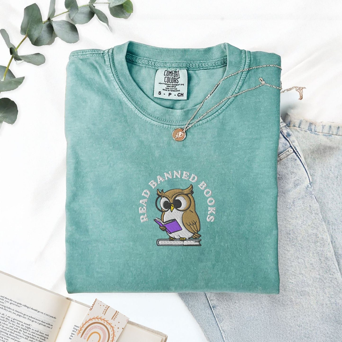 My Store Embroidered Read Banned Books Owl T-Shirt Embroidered Read Banned Books Owl T-Shirt