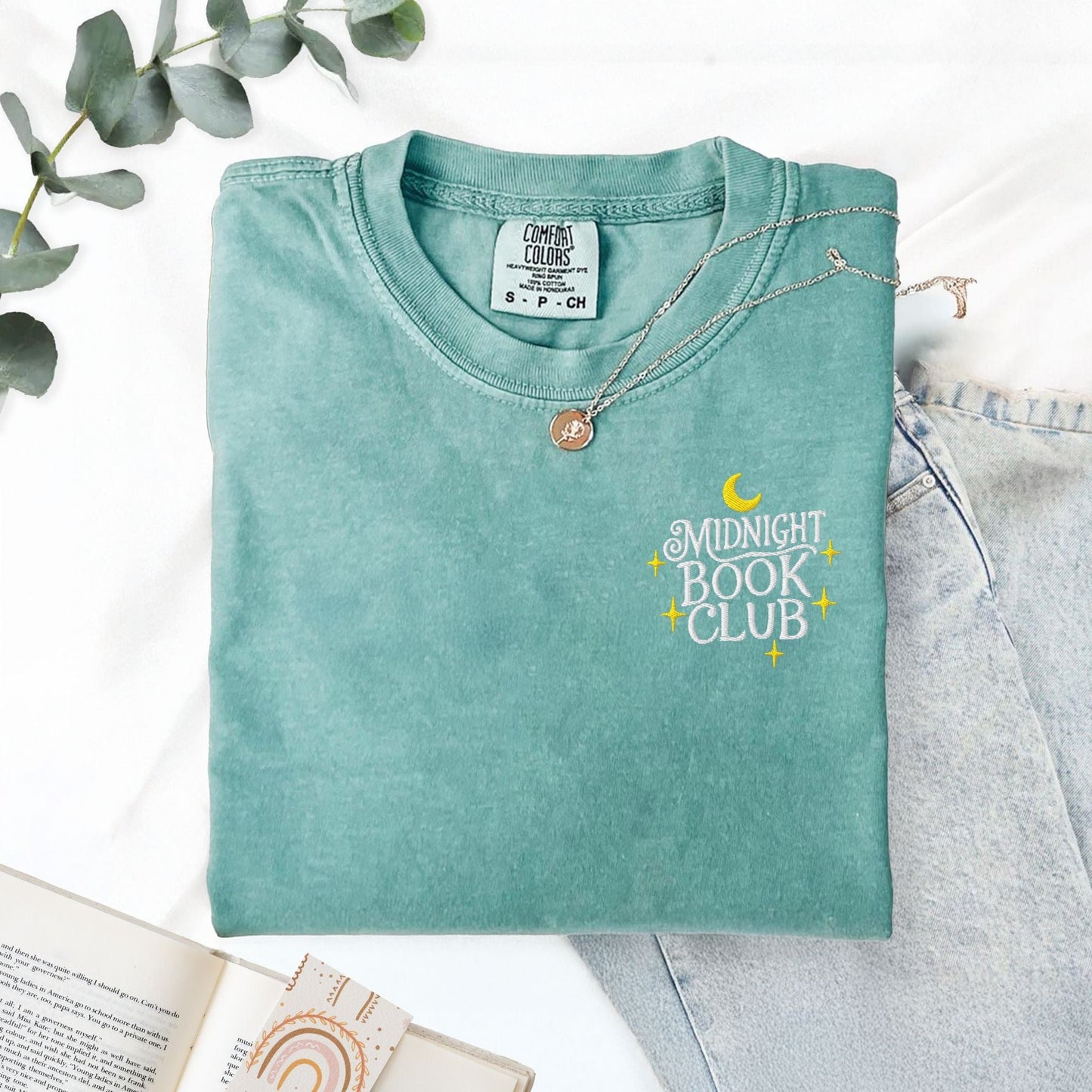 My Store Midnight Book Club Embroidered Bookish T-Shirt Midnight Book Club Embroidered Bookish T-Shirt