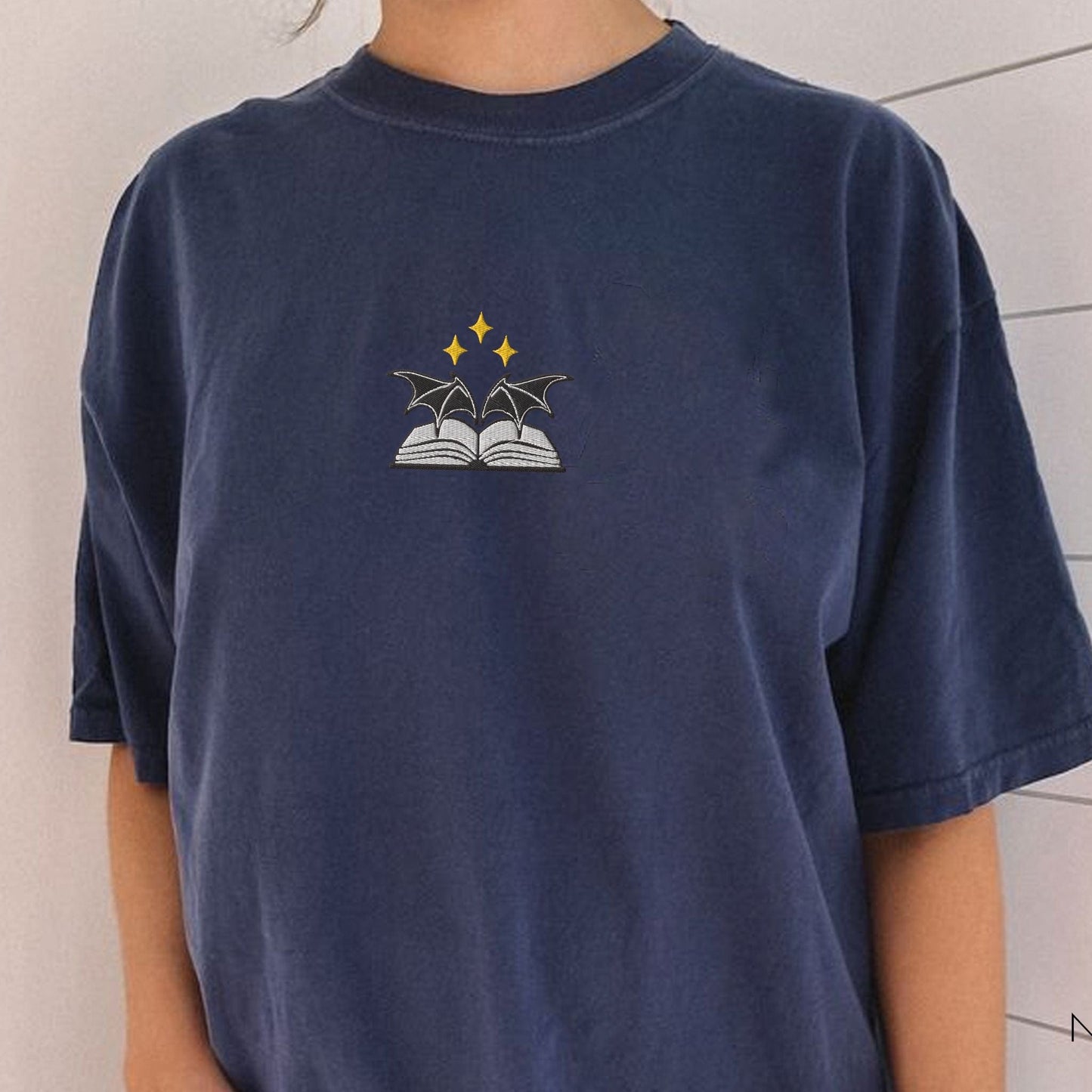 My Store Bat Boys Bat Wings Book Embroidered T-Shirt Bat Boys Bat Wings Book Embroidered T-Shirt
