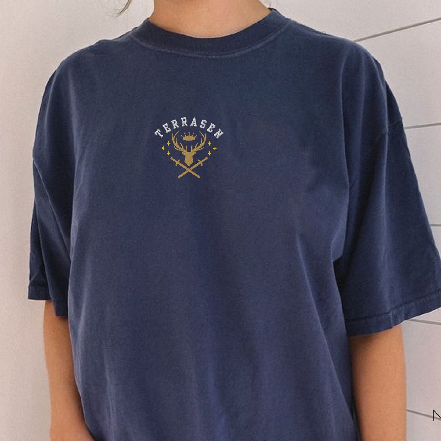 My Store Embroidered Terrasen Fantasy Bookish T-Shirt Embroidered Terrasen Fantasy Bookish T-Shirt