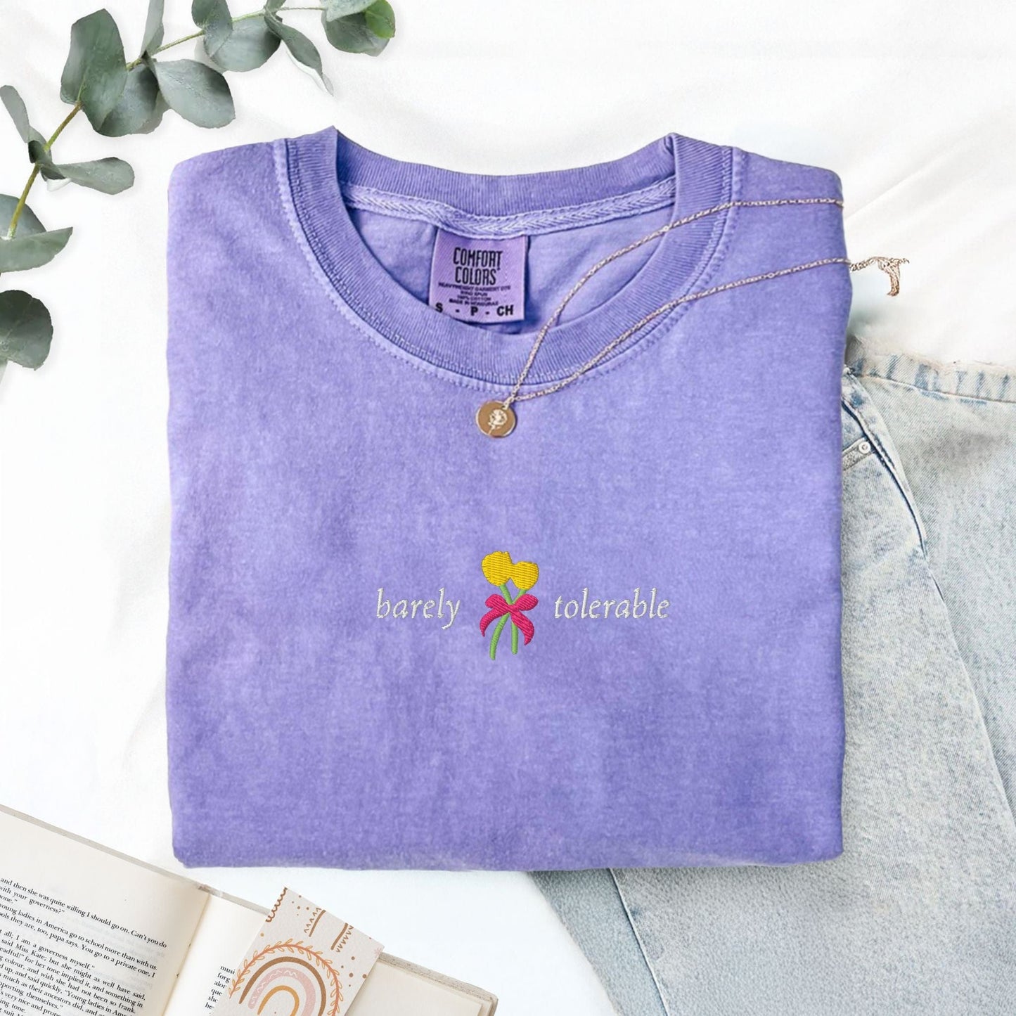 My Store Barely Tolerable Jane Austen Embroidered T-Shirt Barely Tolerable Jane Austen Embroidered T-Shirt