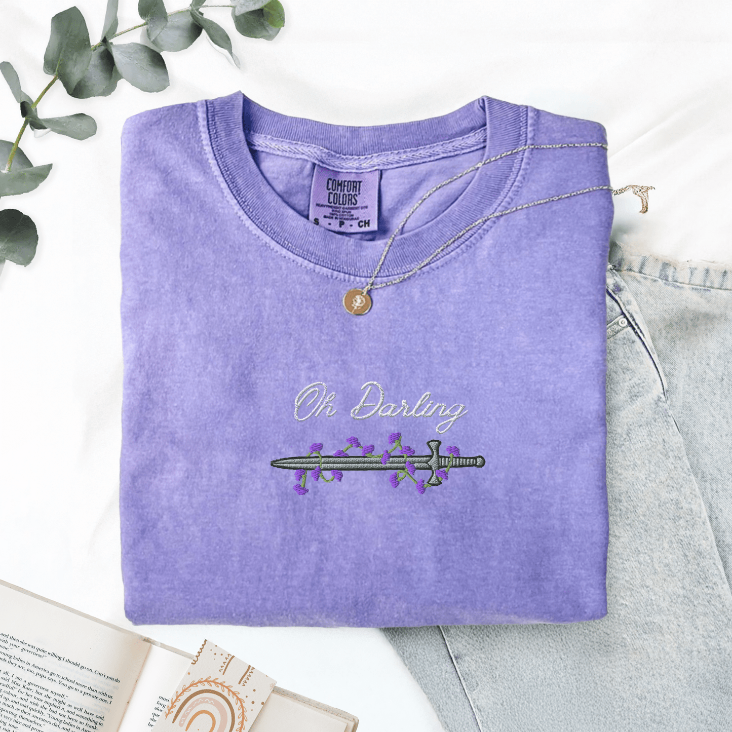My Store Oh Darling Powerless Comfort Colors Embroidered T-Shirt Oh Darling Powerless Comfort Colors Embroidered T-Shirt