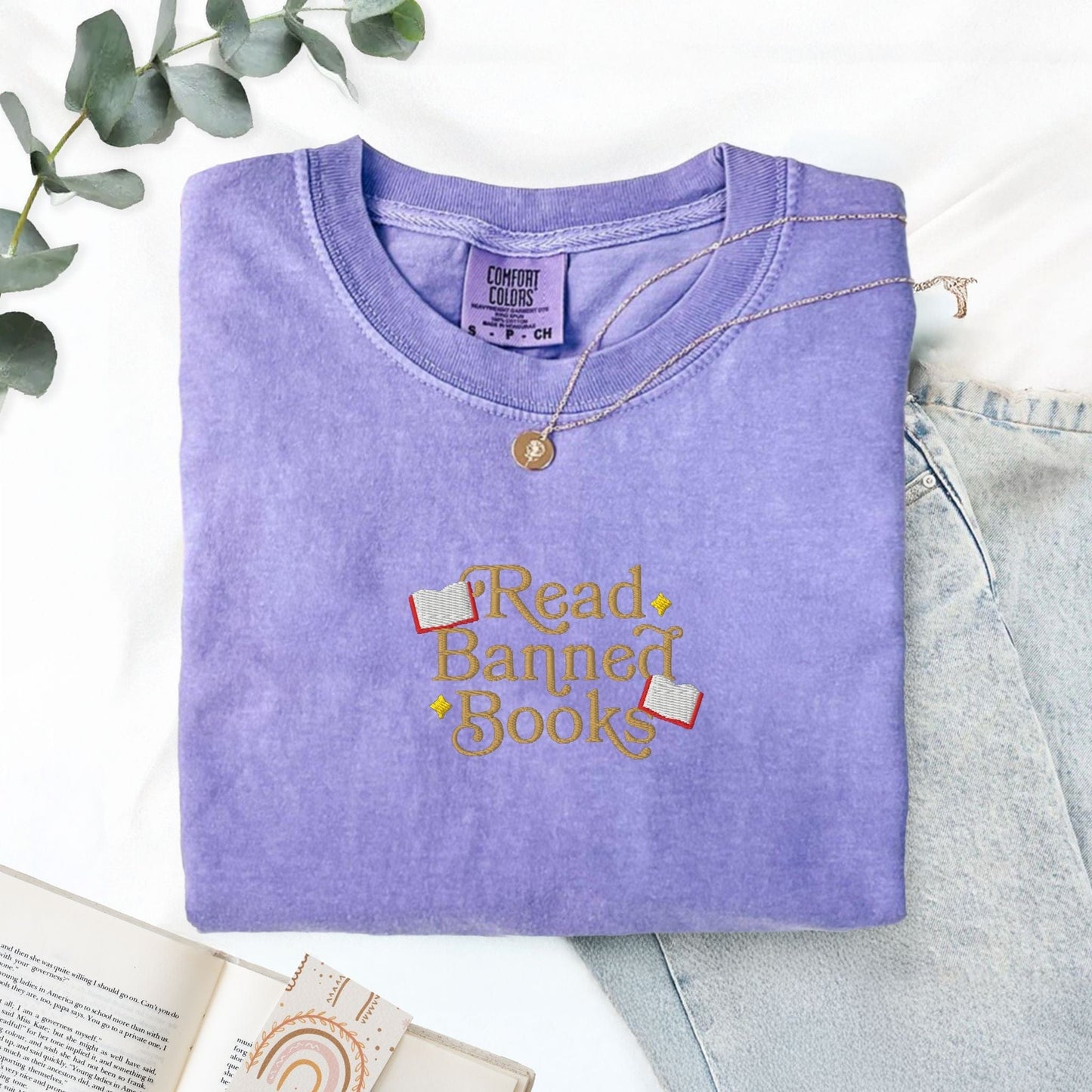 My Store Read Banned Books Embroidered T-Shirt Read Banned Books Embroidered T-Shirt