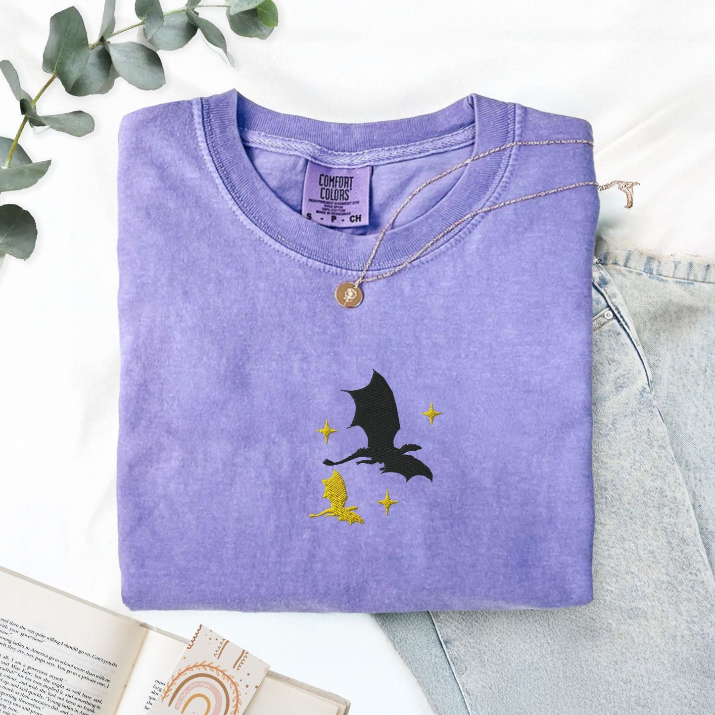 My Store Tairn and Andarna Flying Embroidered Dragons T-Shirt Tairn and Andarna Flying Embroidered Dragons T-Shirt