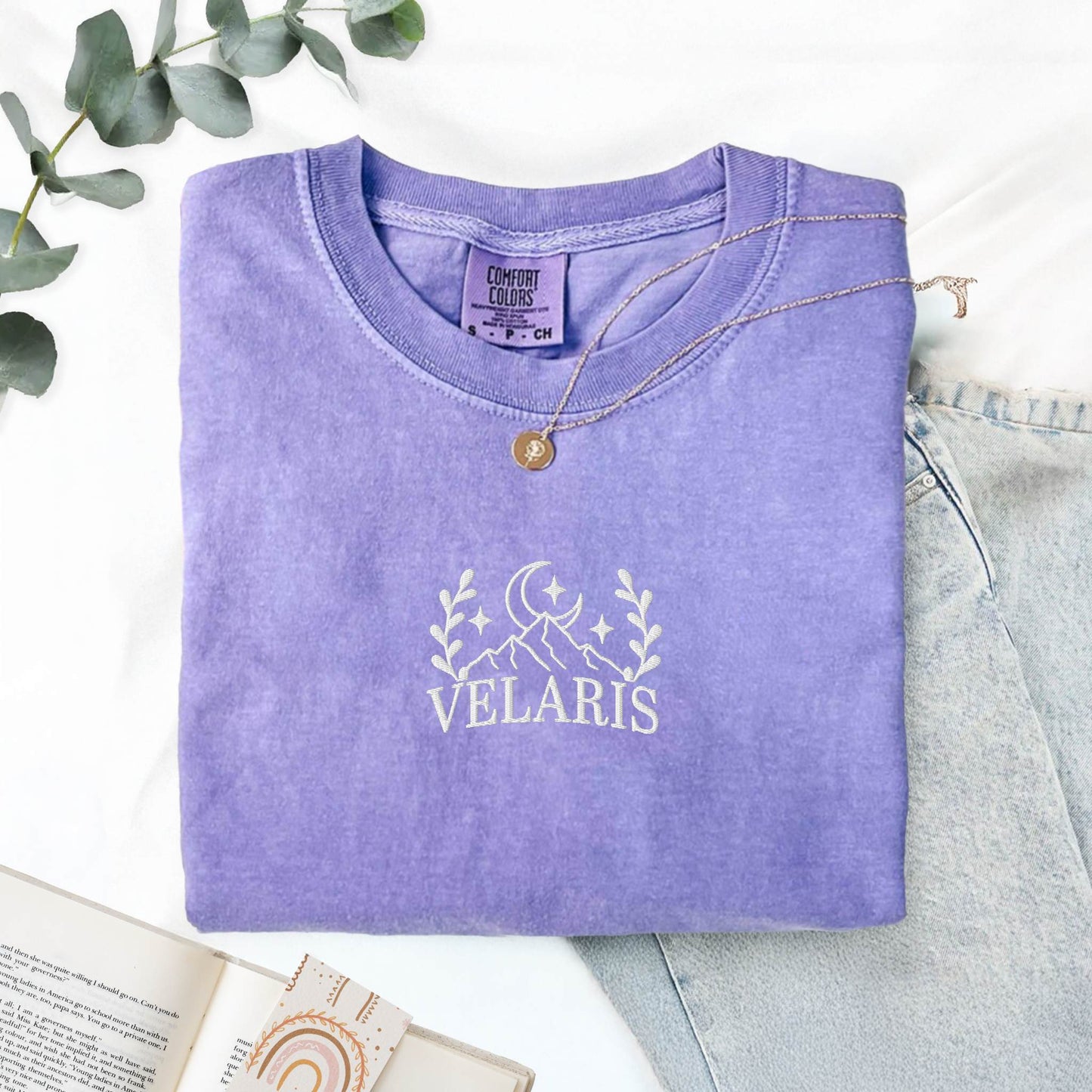 My Store Velaris City of Starlight Embroidered Comfort Colors Tshirt Velaris City of Starlight Embroidered Comfort Colors Tshirt