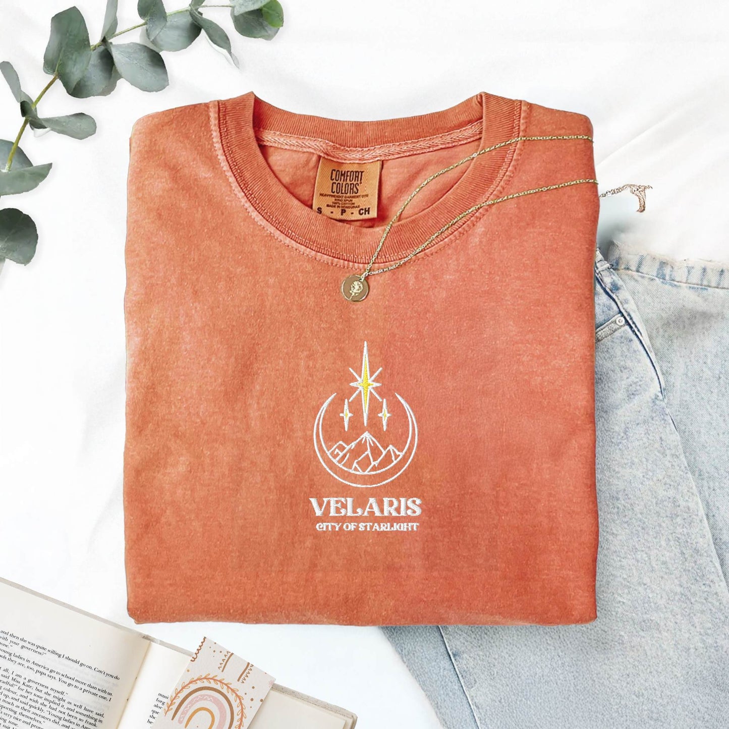 My Store Velaris City of Starlight Embroidered Comfort Colors tee Velaris City of Starlight Embroidered Comfort Colors tee
