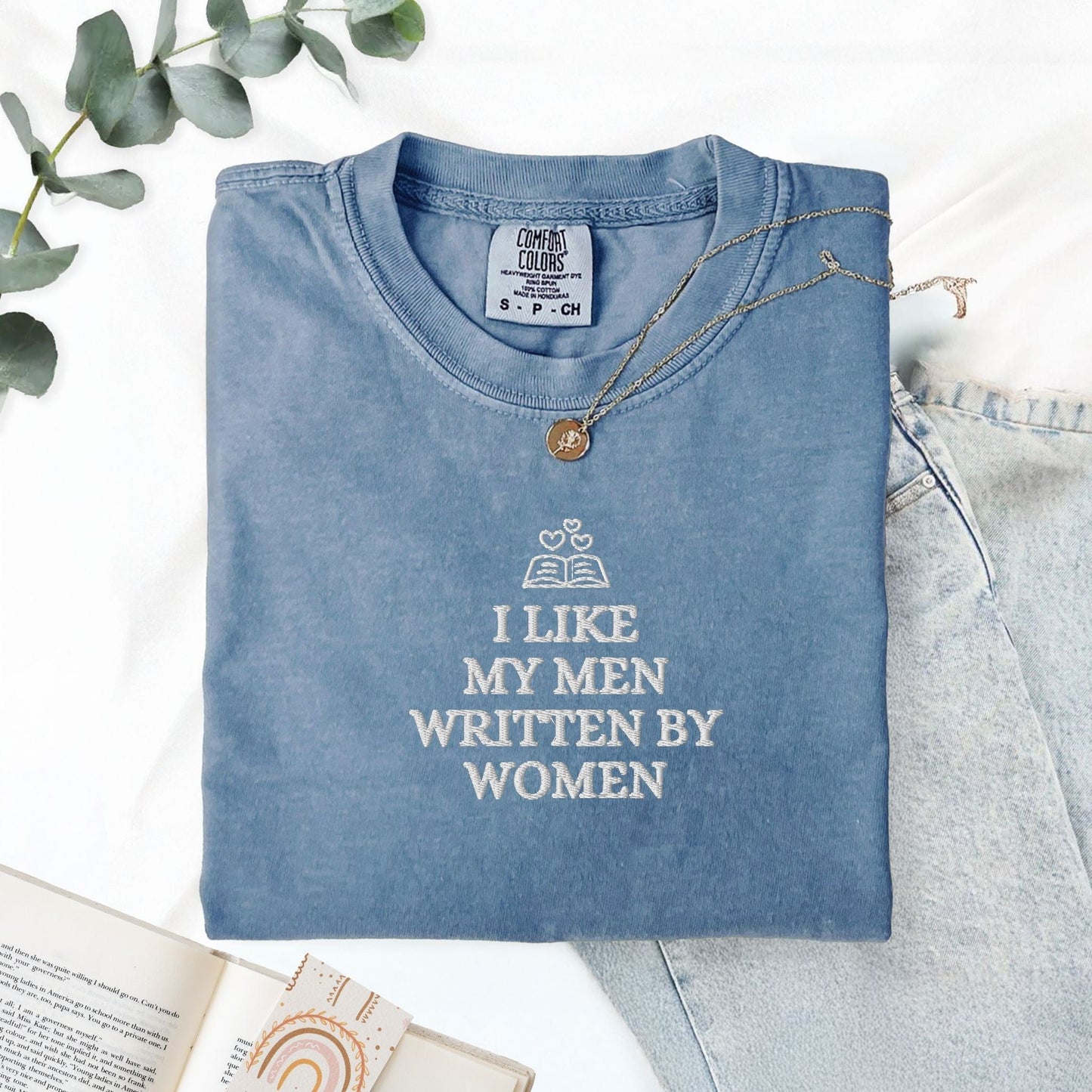 Pine Spice Books I Like My Men Written by a Woman Embroidered T-Shirt I Like My Men Written by a Woman Embroidered T-Shirt