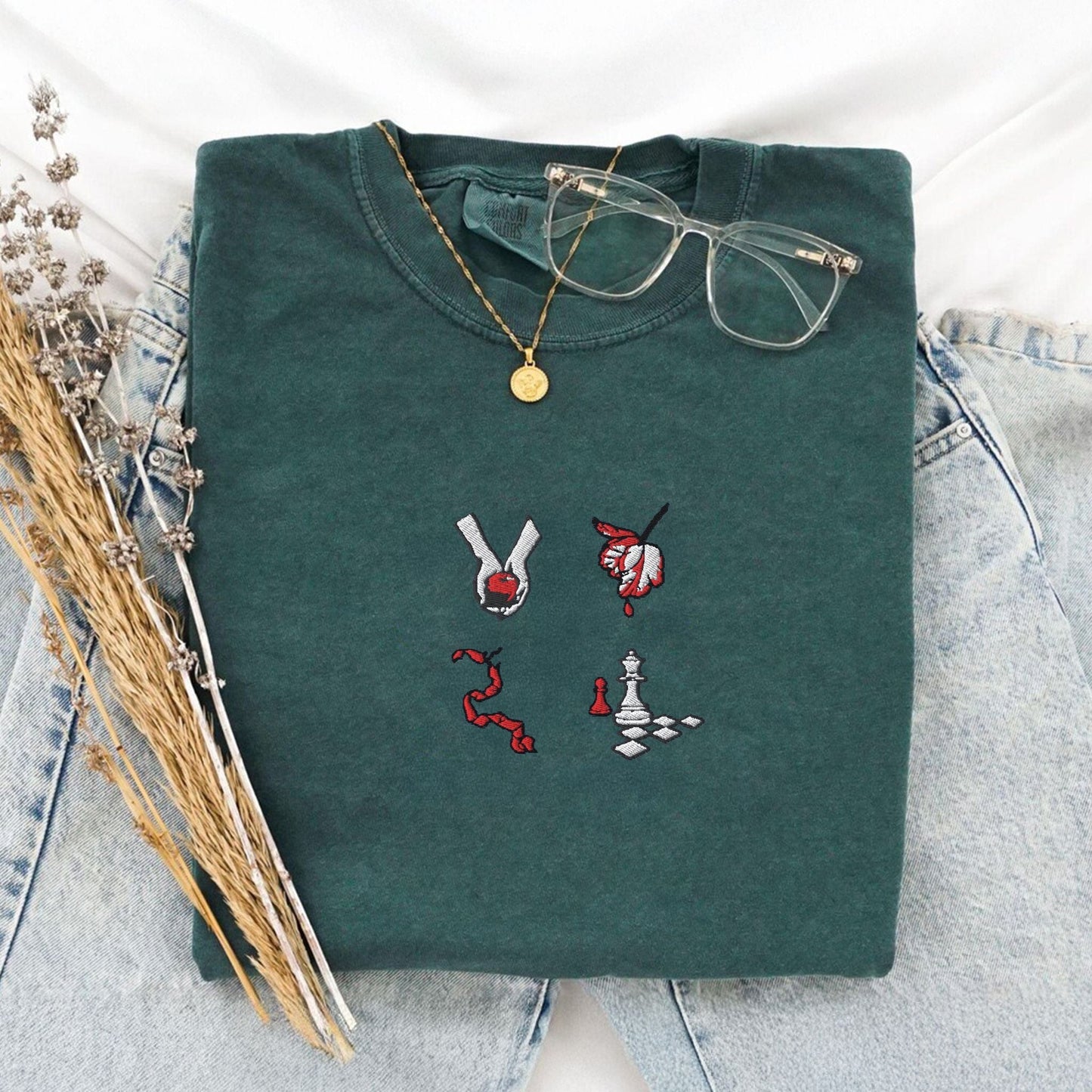 Pine Spice Books Book Cover Embroidered T-Shirt Book Cover Embroidered T-Shirt