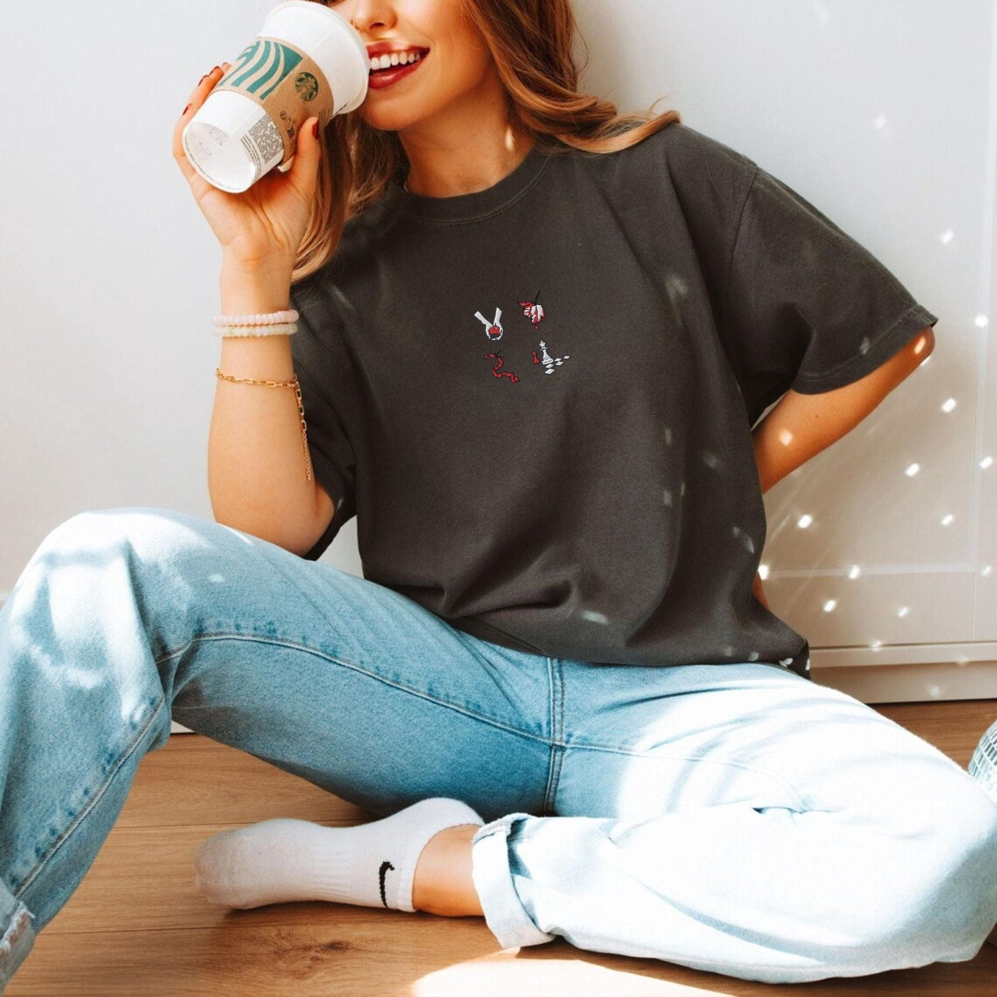 Pine Spice Books Book Cover Embroidered T-Shirt Book Cover Embroidered T-Shirt
