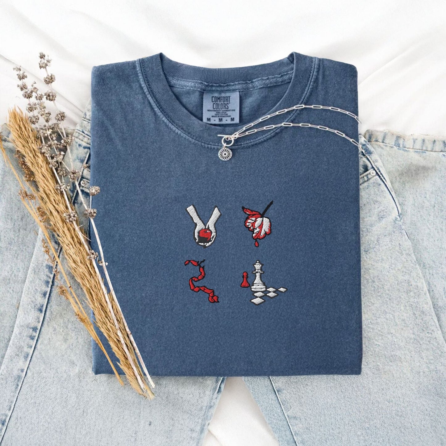 Pine Spice Books Book Cover Embroidered T-Shirt Book Cover Embroidered T-Shirt