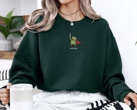 Pine Spice Books Huzzah Frog Sweatshirt Huzzah Frog Sweatshirt