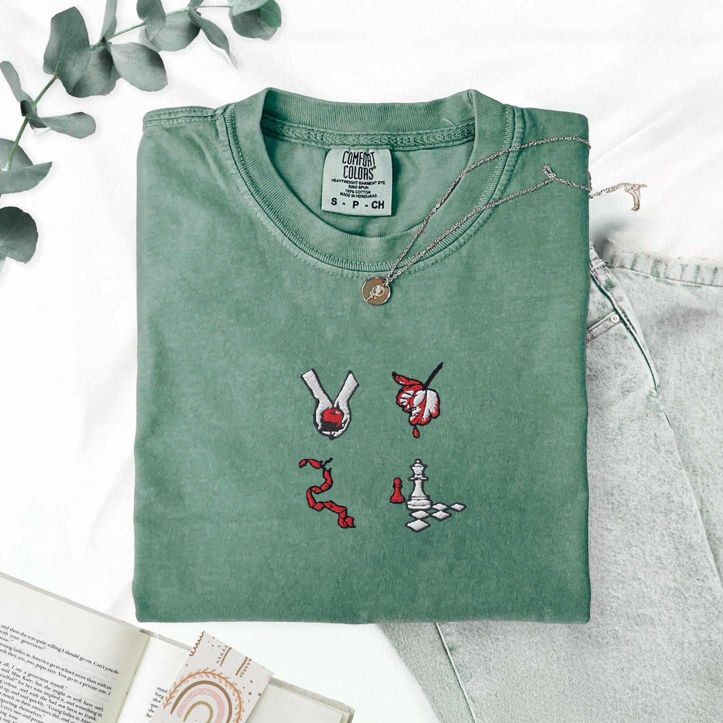 Pine Spice Books Book Cover Embroidered T-Shirt Book Cover Embroidered T-Shirt