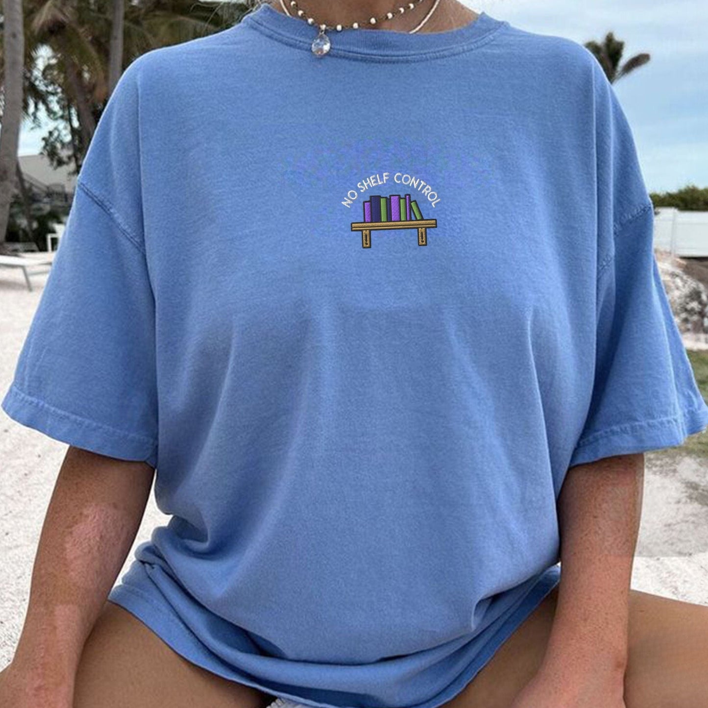 Pine Spice Books No Shelf Control Embroidered T-Shirt No Shelf Control Embroidered T-Shirt