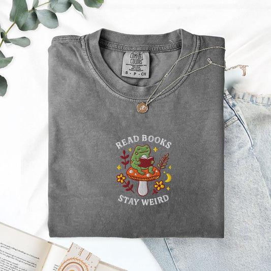 Pine Spice Books Read Books Stay Weird Mushroom Frog T-Shirt Read Books Stay Weird Mushroom Frog T-Shirt
