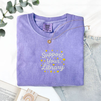 Support Your Library Embroidered T-Shirt
