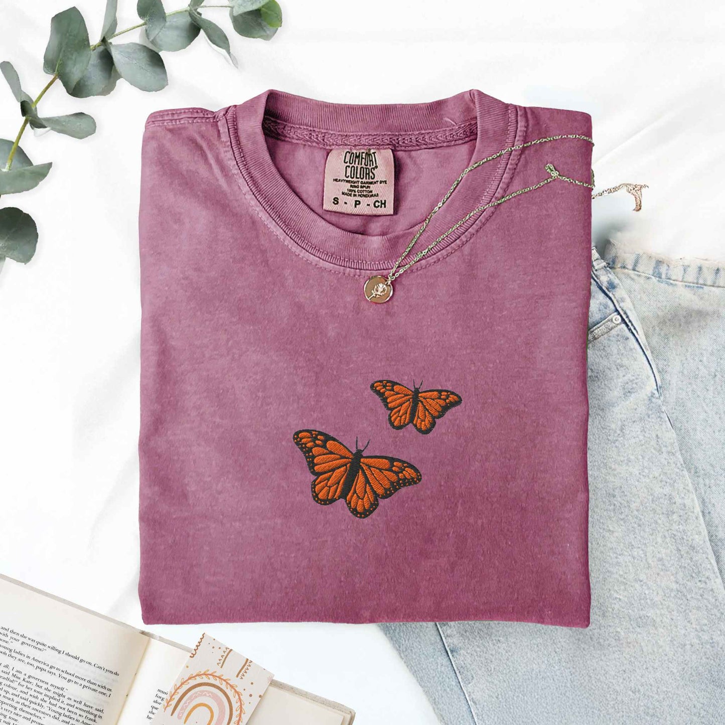 Embroidered Monarch Butterfly Shirt