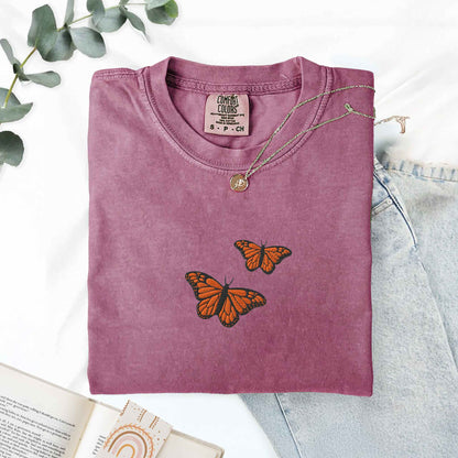 Embroidered Monarch Butterfly Shirt