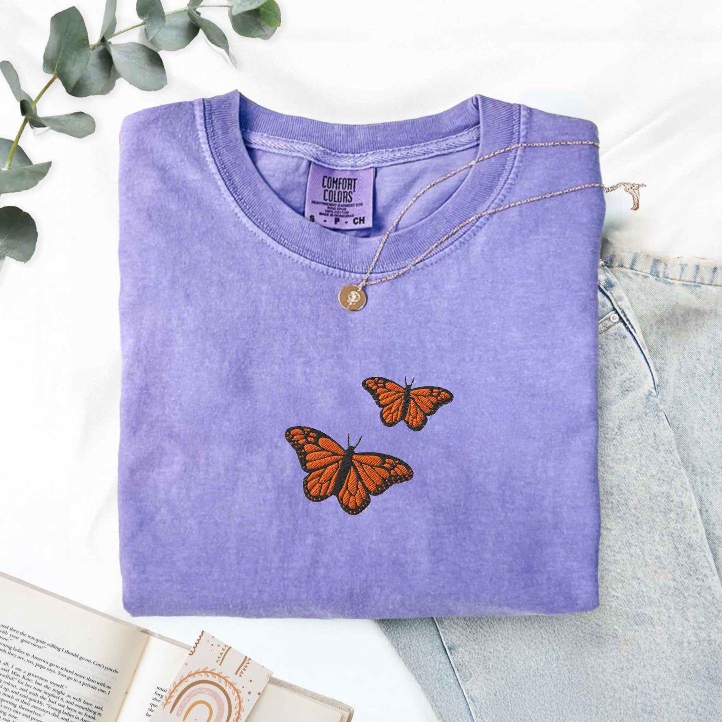 Embroidered Monarch Butterfly Shirt
