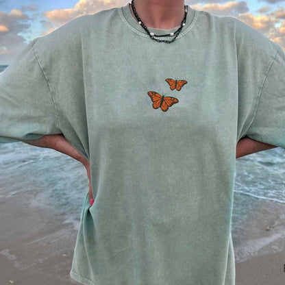 Embroidered Monarch Butterfly Shirt