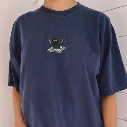 Cat and Book T-Shirt