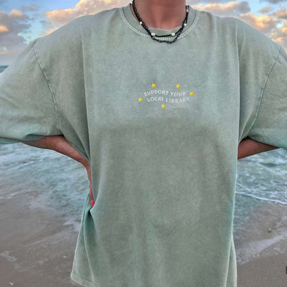 Support Your Local Library Embroidered T-Shirt