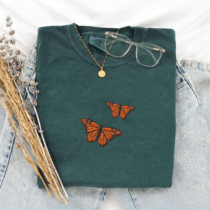 Embroidered Monarch Butterfly Shirt