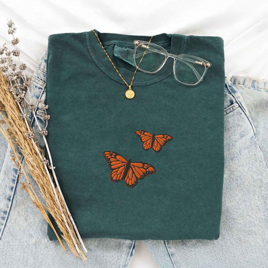 Embroidered Monarch Butterfly Shirt