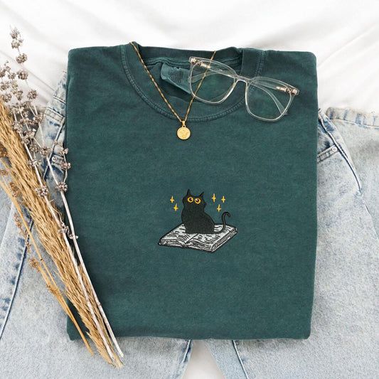 Cat and Book T-Shirt