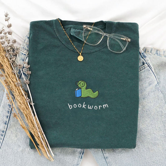 Bookworm Embroidered T-Shirt