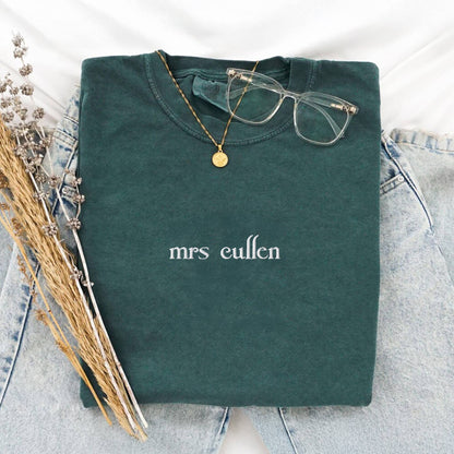 Mrs Cullen Embroidered Comfort Colors TShirt