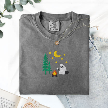 Camping Ghost Embroidered T-Shirt