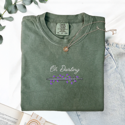 Oh Darling Powerless Comfort Colors Embroidered T-Shirt