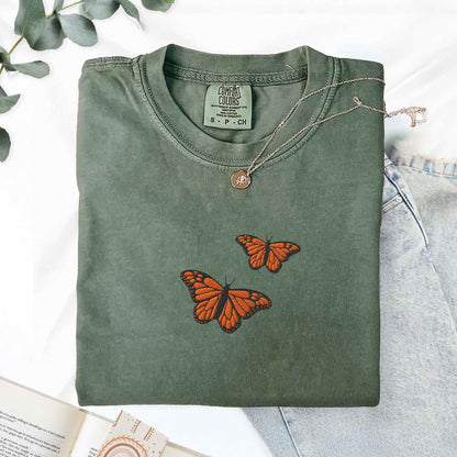 Embroidered Monarch Butterfly Shirt