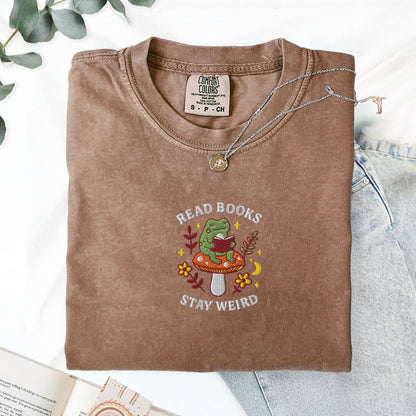 Read Books Stay Weird Mushroom Frog T-Shirt