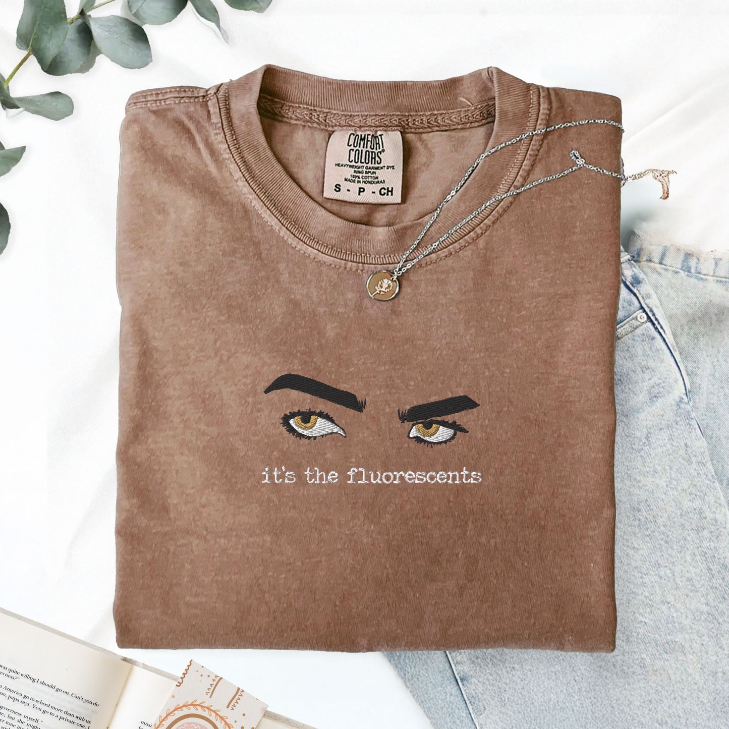 It’s the Fluorescents Twilight Embroidered T-Shirt – Edward Cullen Lore Shirt – Funny Bookish Vampire Tee – Comfort Colors Twilight Merch