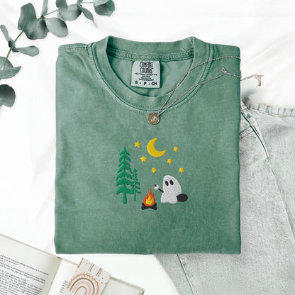 Camping Ghost Embroidered T-Shirt