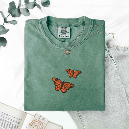 Embroidered Monarch Butterfly Shirt