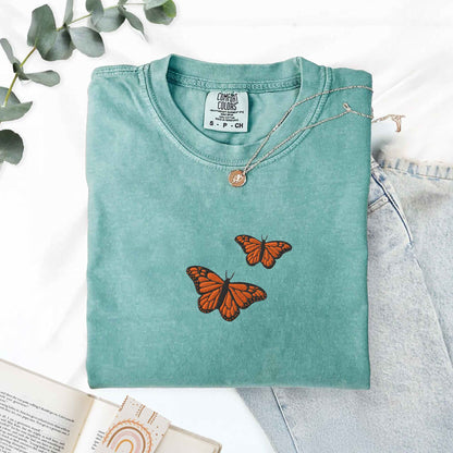 Embroidered Monarch Butterfly Shirt