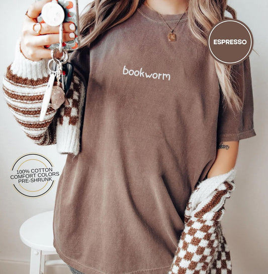 Bookworm Minimilist Embroidered Tee