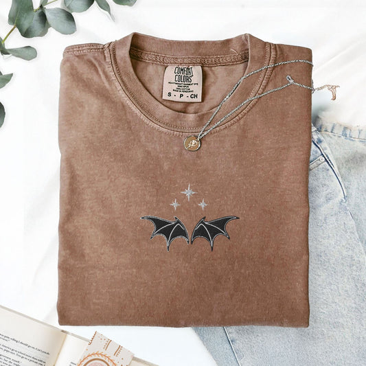 My Store Bat Boys Bat Wings Embroidered Tee Bat Boys Bat Wings Embroidered Tee