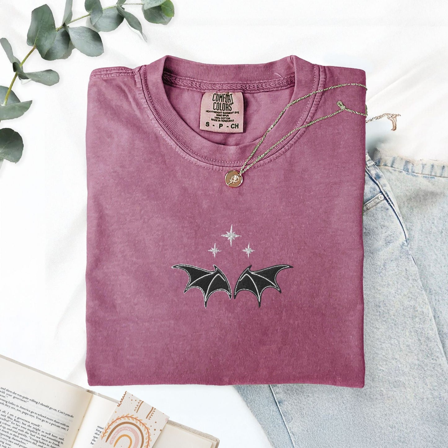 My Store Bat Boys Bat Wings Embroidered Tee Bat Boys Bat Wings Embroidered Tee