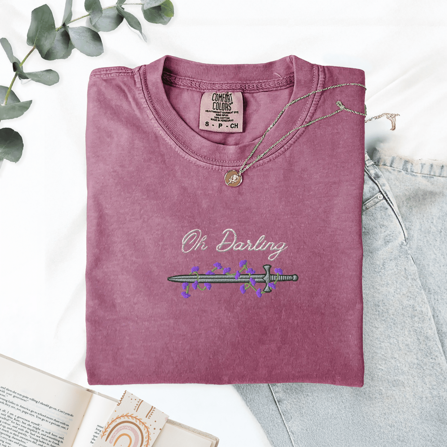 My Store Oh Darling Powerless Comfort Colors Embroidered T-Shirt Oh Darling Powerless Comfort Colors Embroidered T-Shirt