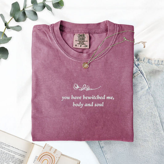 My Store You Have Bewitched Me Body And Soul Mr Darcy Embroidered Quote T-Shirt You Have Bewitched Me Body And Soul Mr Darcy Embroidered Quote T-Shirt