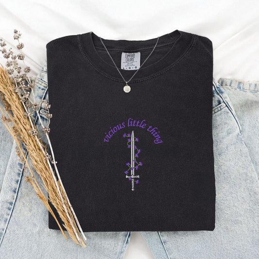 My Store Vicious Little Thing Embroidered Comfort Colors T-Shirt Vicious Little Thing Embroidered Comfort Colors T-Shirt