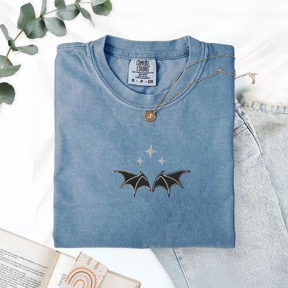 My Store Bat Boys Bat Wings Embroidered Tee Bat Boys Bat Wings Embroidered Tee