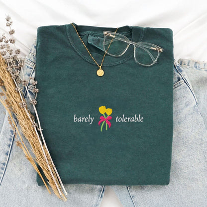 My Store Barely Tolerable Jane Austen Embroidered T-Shirt Barely Tolerable Jane Austen Embroidered T-Shirt