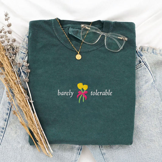 My Store Barely Tolerable Jane Austen Embroidered T-Shirt Barely Tolerable Jane Austen Embroidered T-Shirt