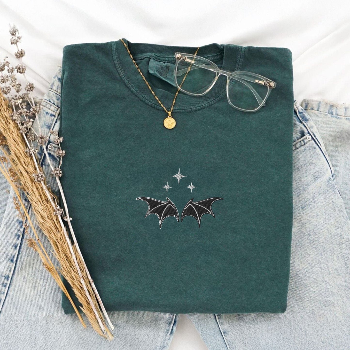 My Store Bat Boys Bat Wings Embroidered Tee Bat Boys Bat Wings Embroidered Tee