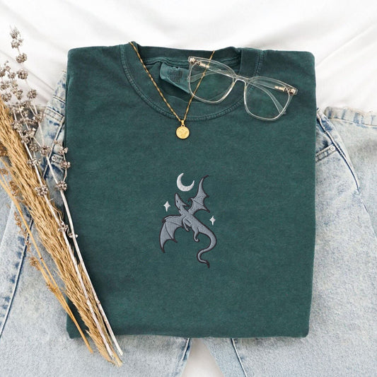 My Store Embroidered Moon Hatched Dragon Comfort Colors T-Shit Embroidered Moon Hatched Dragon Comfort Colors T-Shit